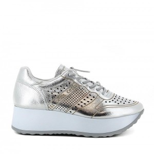 zapatillas con plataforma plateadas cetti